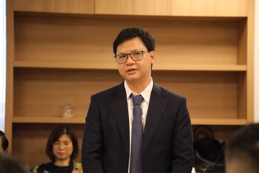 PGS.TS Vũ Văn Tích, Phó Giám đốc Học viện Chiến lược Khoa học và Công nghệ (Bộ KH&CN) phát biểu tại Hội thảo. Ảnh: VGP/TG