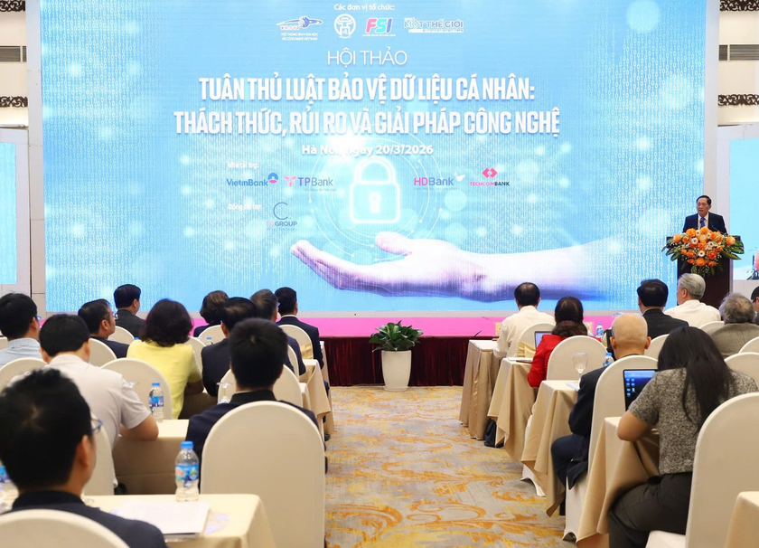 Hội thảo “Tuân thủ luật bảo vệ dữ liệu cá nhân - Những thách thức, rủi ro và giải pháp công nghệ”. Ảnh: VGP/Thu Giang