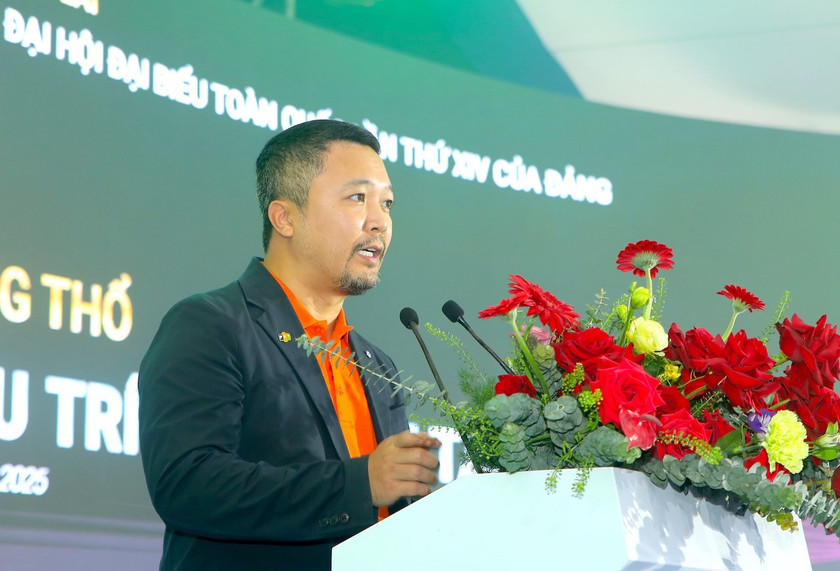 Ông Nguyễn Khải Hoàn, Phó Tổng Giám đốc kiêm Giám đốc Tài chính FPT Software, Tập đoàn FPT phát biểu tại sự kiện.