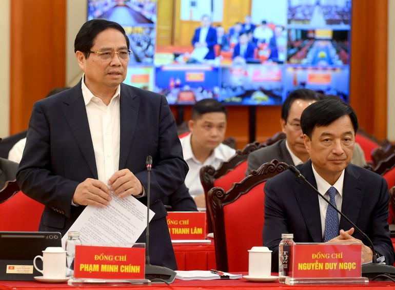 Thủ tướng Chính phủ Phạm Minh Chính phát biểu tại hội nghị. (Ảnh ĐĂNG KHOA)