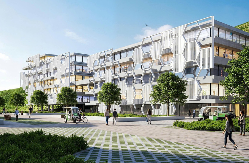 Phối cảnh khu tổ hợp văn phòng của Trung tâm Trí tuệ Nhân tạo AI tại Gia Lai.