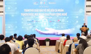 Hội thảo “Tuân thủ luật bảo vệ dữ liệu cá nhân - Những thách thức, rủi ro và giải pháp công nghệ”. Ảnh: VGP/Thu Giang