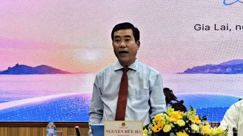 Phó Giám đốc Sở Khoa học và Công nghệ Gia Lai Nguyễn Hữu Hà phát biểu tại buổi họp.