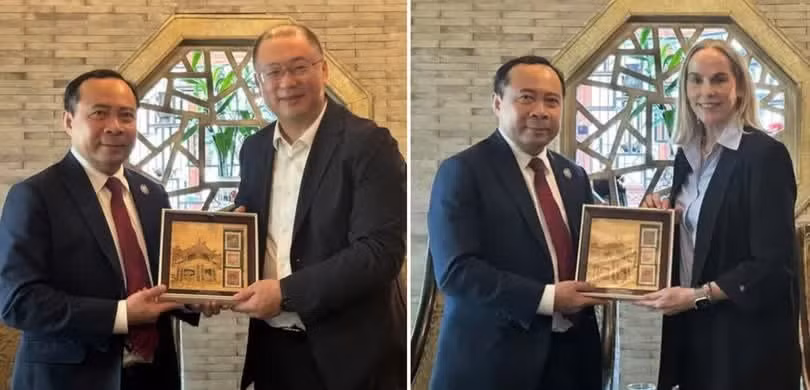 Bộ trưởng Vũ Hải Quân làm việc với lãnh đạo cấp cao Tập đoàn ZTE (Trung Quốc) và giám đốc phụ trách chiến lược chính sách công khu vực Châu Á - Thái Bình Dương của Meta. Ảnh: Bộ KHCN.