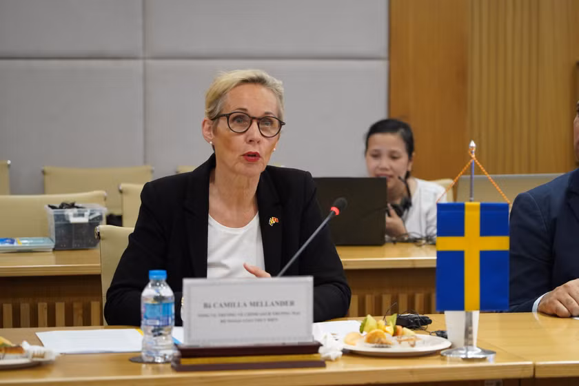 Bà Camilla Mellander, Tổng Vụ trưởng Chính sách thương mại, Bộ Ngoại giao Thụy Điển đánh giá cao quan hệ hợp tác Việt Nam - Thụy Điển trong lĩnh vực khoa học, công nghệ, đổi mới sáng tạo và chuyển đổi số.