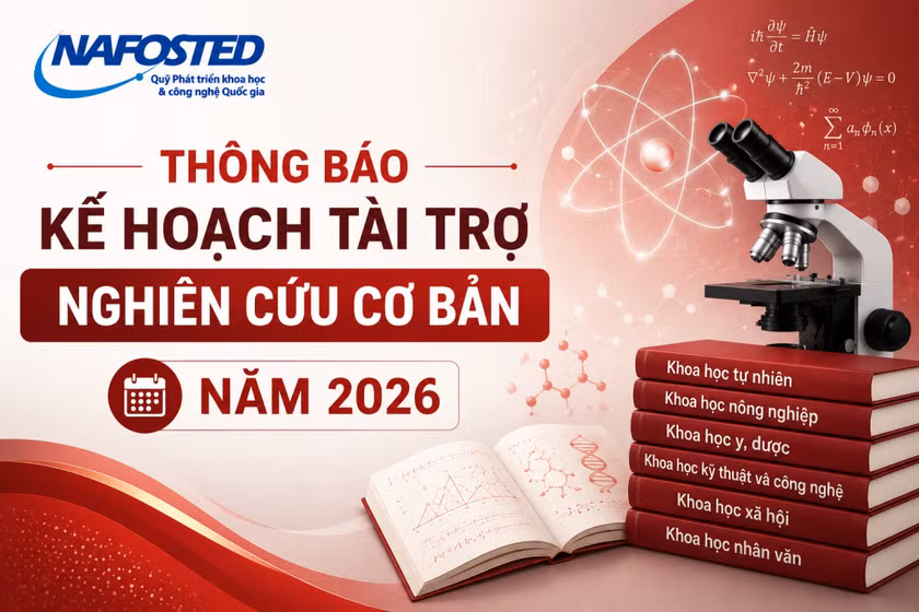 NAFOSTED - Thông báo kế hoạch tài trợ nghiên cứu cơ bản năm 2026