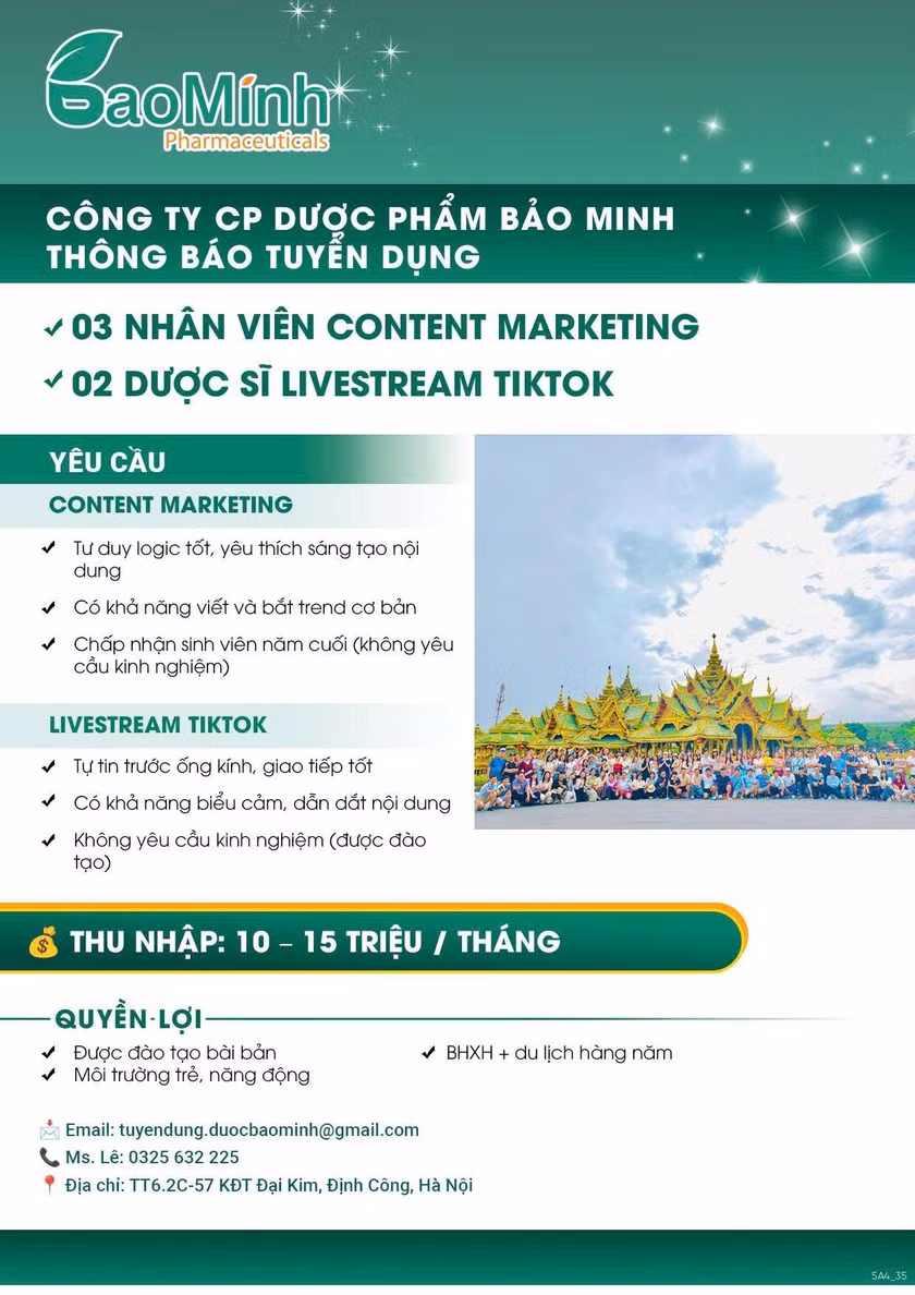 CƠ HỘI THỰC CHIẾN NGÀNH DƯỢC PHẨM & DIGITAL MARKETING TẠI HÀ NỘI