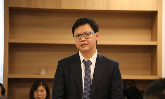 PGS.TS Vũ Văn Tích, Phó Giám đốc Học viện Chiến lược Khoa học và Công nghệ (Bộ KH&CN) phát biểu tại Hội thảo. Ảnh: VGP/TG